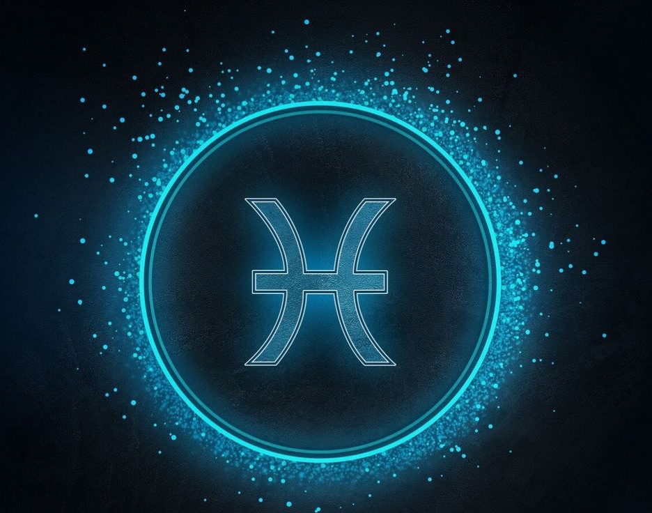 Gambar zodiak Pisces dengan elemen air dan warna biru