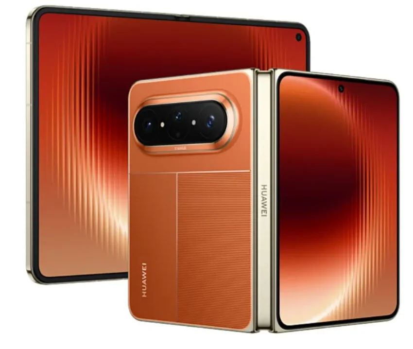 Huawei Pura X Max dalam posisi terbuka dengan layar lebar